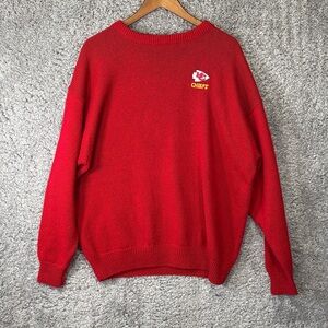 Vintage 90s Embroidered Red Chiefs Sweater XL Ramie Cotton Football Sports